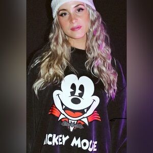 Limited Edition Cakeworthy Mickey Mouse Vampire Crewneck / Grey Oversized